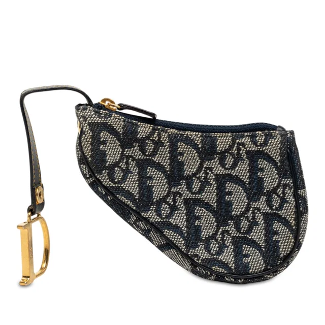 Blue Dior Diorissimo Trotter Saddle Coin Pouch in Blue Canvas from Designer Revival