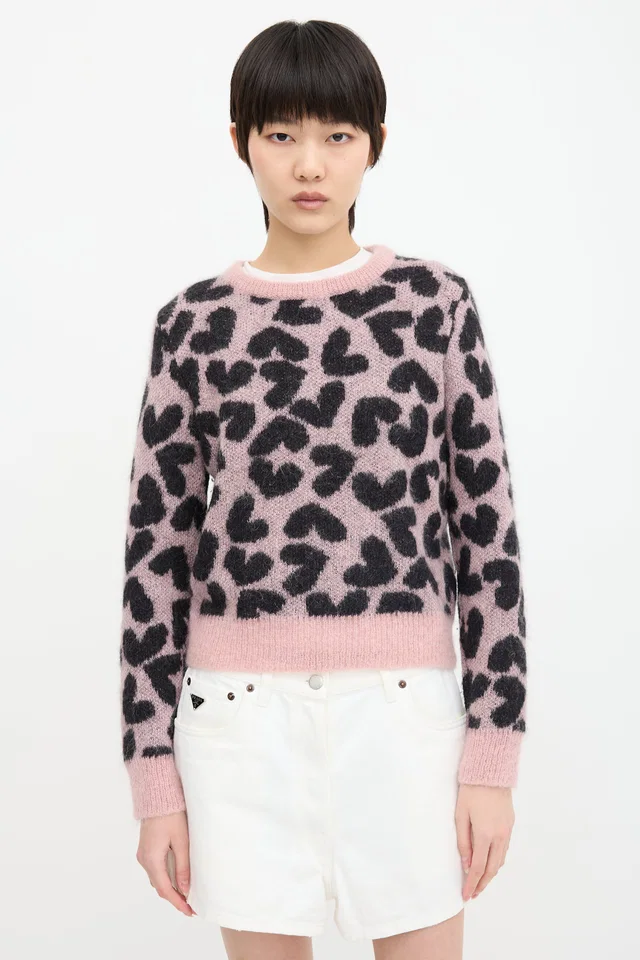 Saint Laurent 2014 Mohair Heart Sweater in Nylon from VSP Consignment