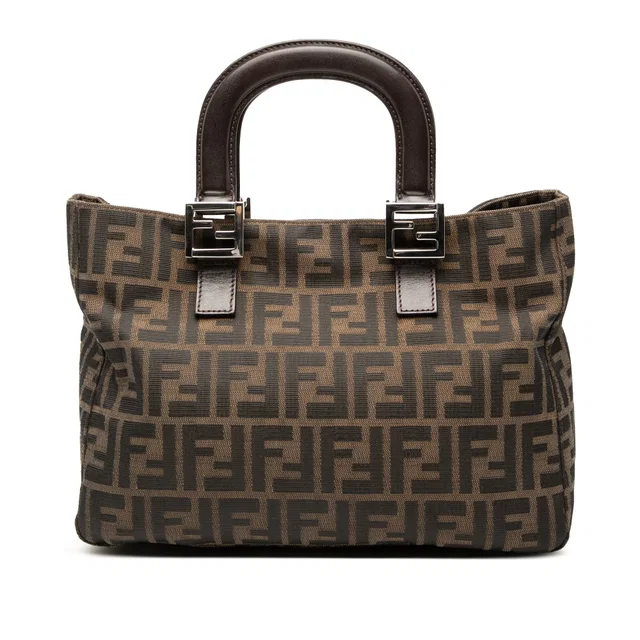 Brown Fendi Small Zucca Canvas Twins Tote in Brown Canvas from Designer Revival