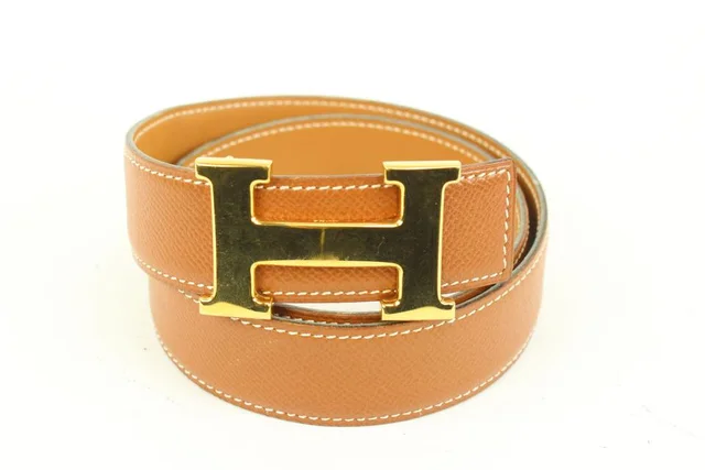 Hermès Brown x Gold 32mm Reversible H Logo Belt Kit in Brown from Bagriculture