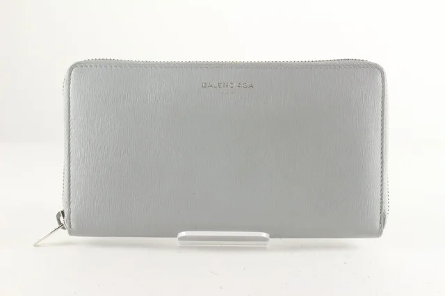 Balenciaga Grey Leather Zip Around Wallet in Grey Leather from Bagriculture