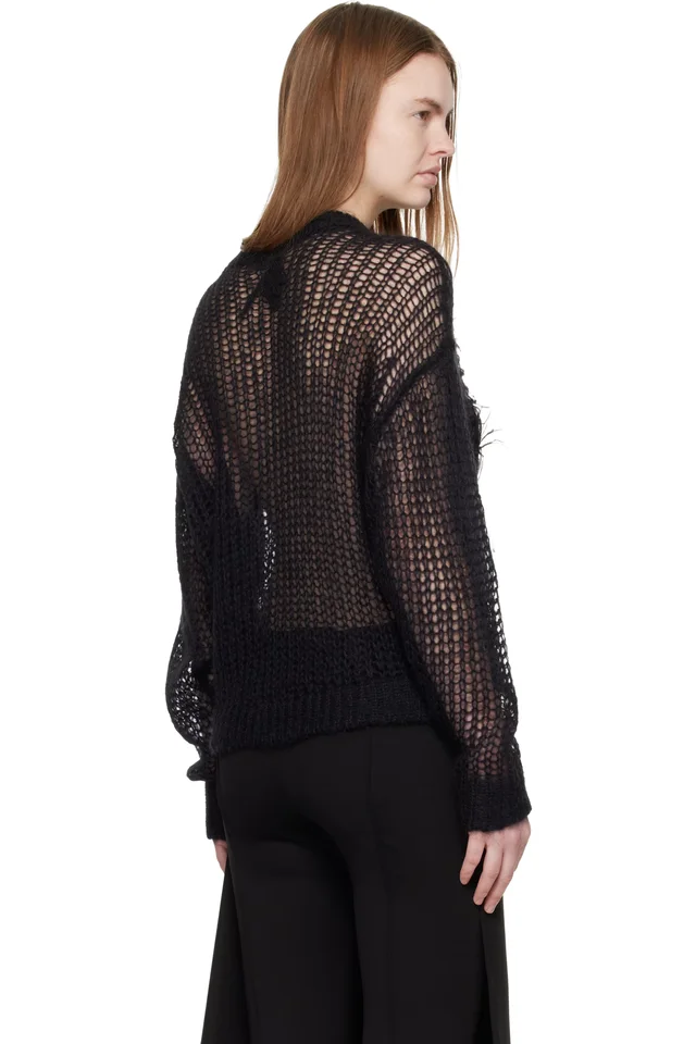 The Attico Black Light Mohair Feather Sweater, photo 3 of 4 from SSENSE