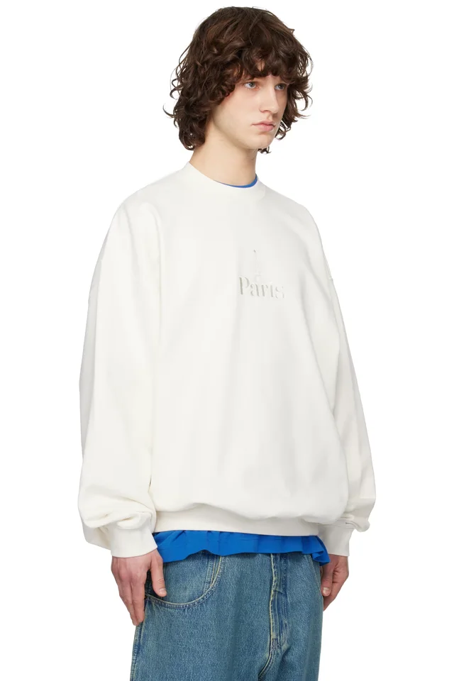 VETEMENTS Off-White 'Paris' Embroidered Sweatshirt, photo 2 of 4 from SSENSE