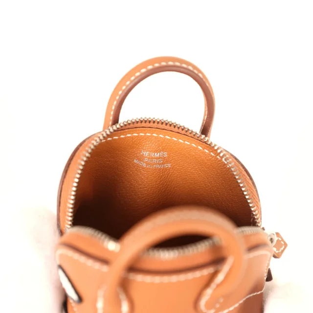Hermès Mini Bolide Shark Bag Charm Gold and White Swift Palladium Hardware in White Swift leather from Madison Avenue Couture, photo 8 of 8