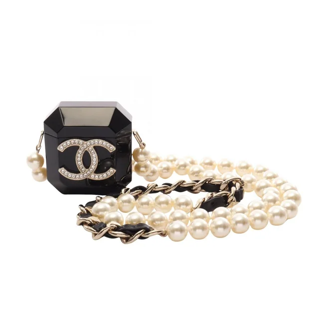 Chanel Phone CC Logo Airpods Case Necklace Leather in Leather from The Reluxe