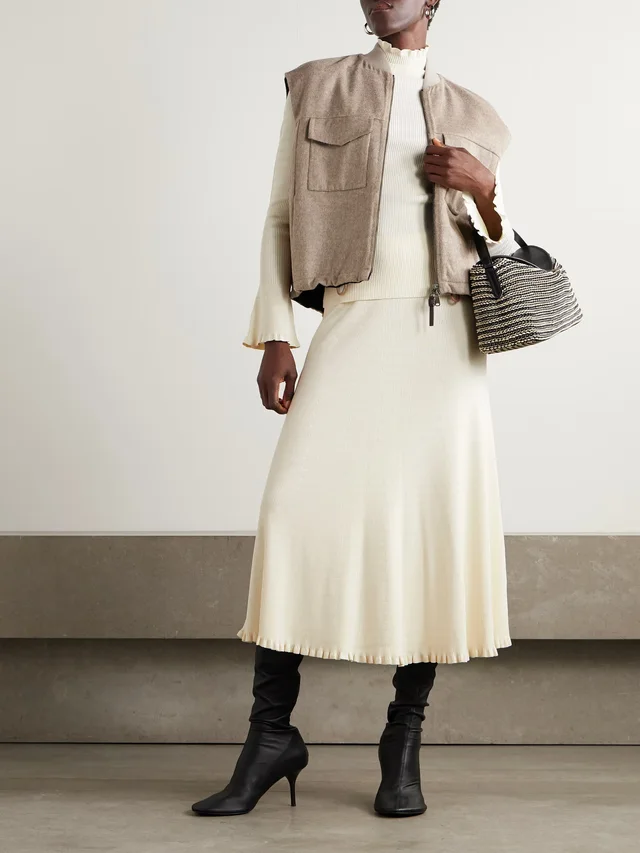 PROENZA SCHOULER WHITE LABEL Phyllis striped ribbed-knit turtleneck sweater in White, photo 2 of 2 from NET-A-PORTER (Canada)