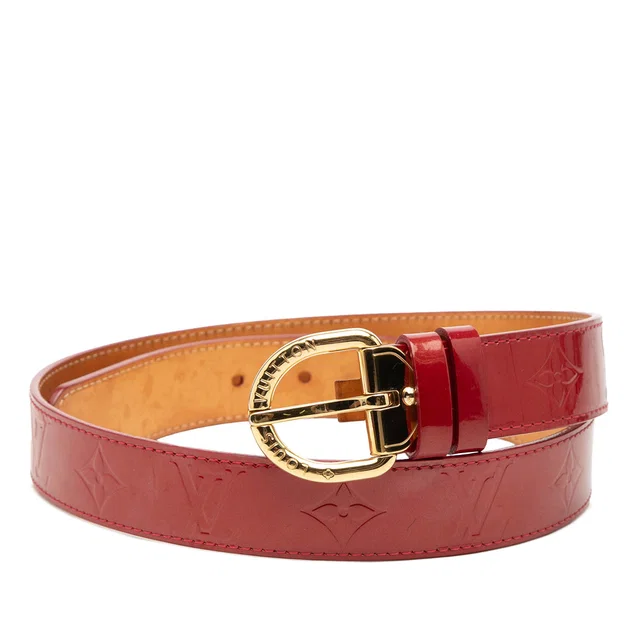Red Louis Vuitton Monogram Vernis Ceinture Belt in Red Leather from Designer Revival