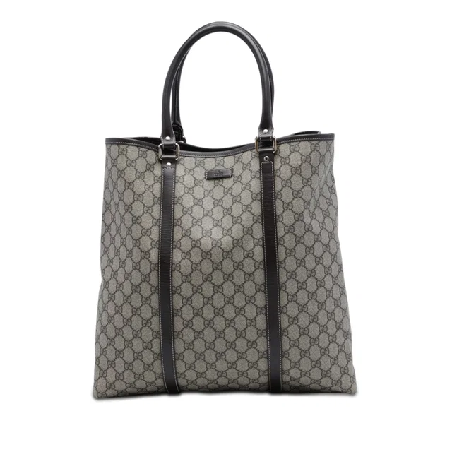 Grey Gucci GG Supreme Joy Vertical Tote in Grey Coated canvas from Designer Revival