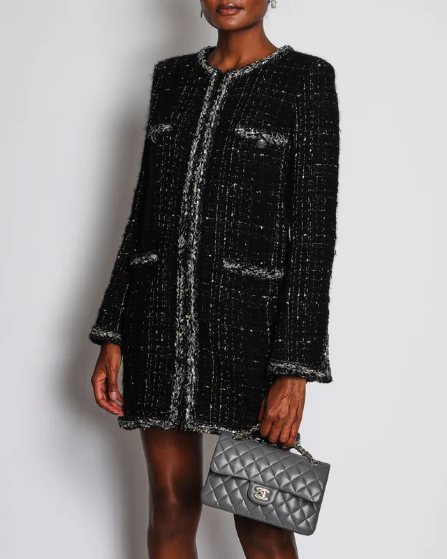 Chanel 17/A Black Long Sleeve Tweed Jacket with Braided Piping Detail Size FR 40 (UK 12) in Black Tweed from Sellier, photo 2 of 2
