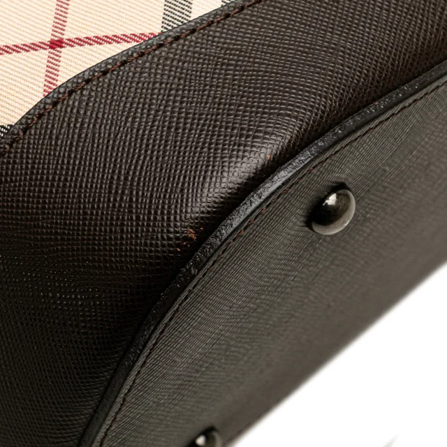 Beige Burberry Nova Check Canvas Shoulder Bag in Beige Canvas from Designer Revival, photo 10 of 13