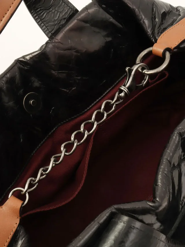 Chanel Circa 2011 In the Mix CC Mark 2-Way Bag Charcoal Grey/Dark Brown in Brown Calfskin from VINTAGE QOO TOKYO, photo 12 of 13