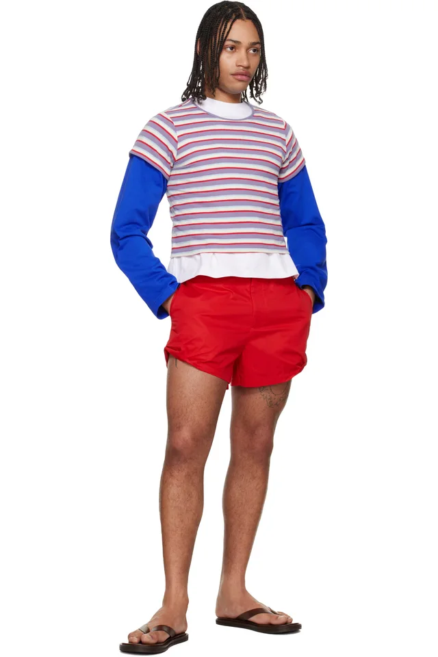 LII Purple & Red Cropped Stripe T-shirt, photo 5 of 5 from SSENSE