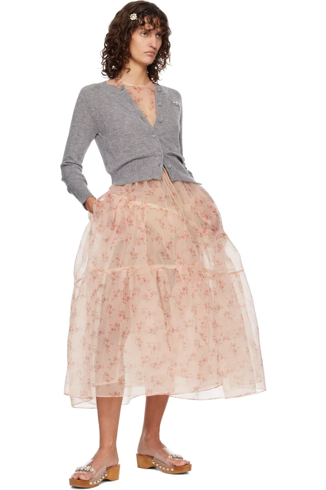 Simone Rocha Gray Embellished Relaxed Cashmere Cardigan, photo 4 of 4 from SSENSE