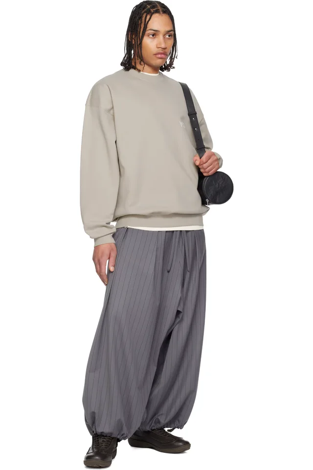 Y-3 Taupe Brushed Terry Crew Sweatshirt, photo 4 of 4 from SSENSE