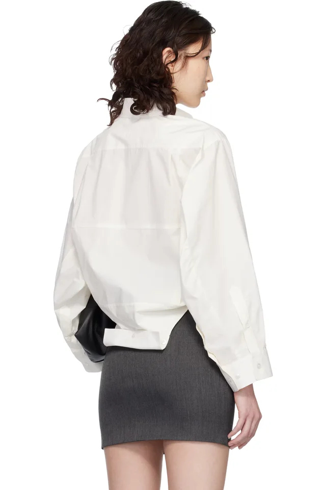 MM6 Maison Margiela Off-White Mirrored Cotton Poplin Shirt, photo 3 of 4 from SSENSE