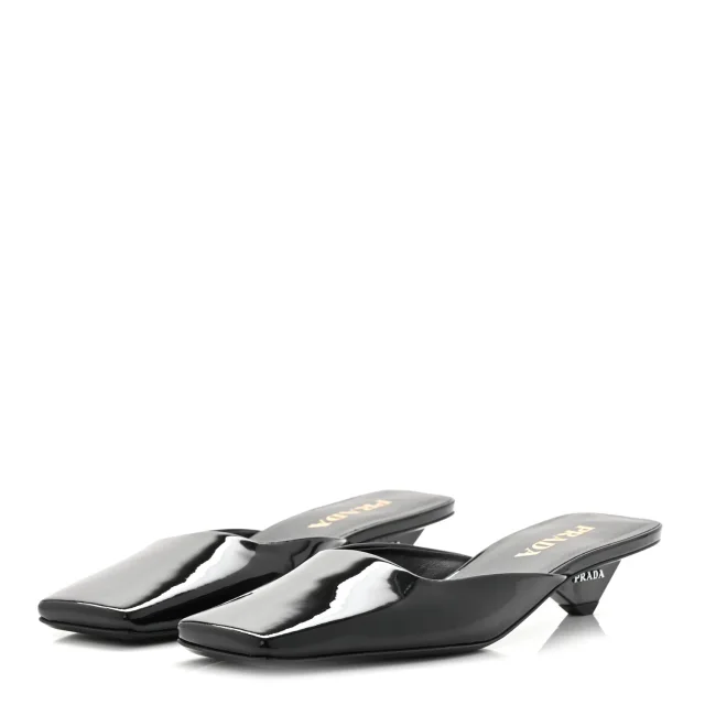 Prada Patent Modellerie Mules 38 Black in Black Patent leather from FASHIONPHILE, photo 4 of 9