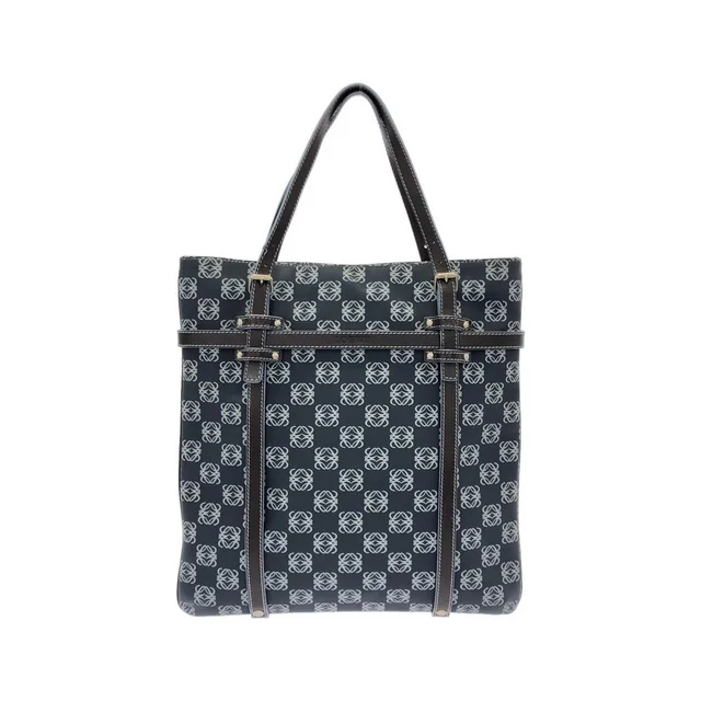 [vintage] Loewe bag in BLUE+ BRAUN / SILVER metal fittings PVC (vinyl) from KOMEHYO