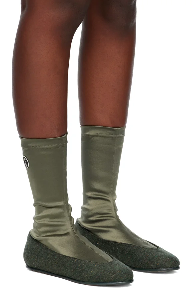 Kiko Kostadinov Khaki Proxima Low Ballerina Boots, photo 4 of 5 from SSENSE