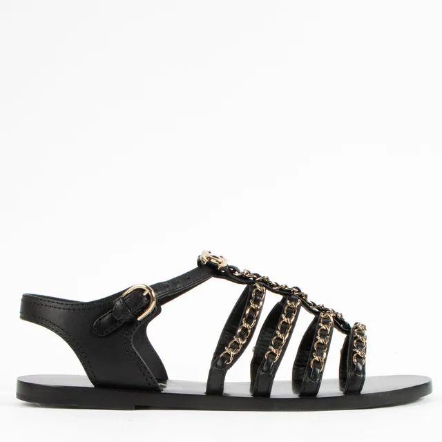 Chanel 23S Black CC Chain Gladiator Sandals - Size 38 in Black from Labellov