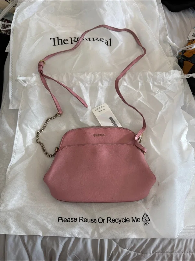 Furla Dusty Rose Leather Crossbody With Chain Accent in pink Leather from Poshmark
