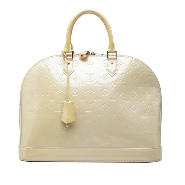 Beige Louis Vuitton Monogram Vernis Alma GM Handbag in Beige Leather from Designer Revival