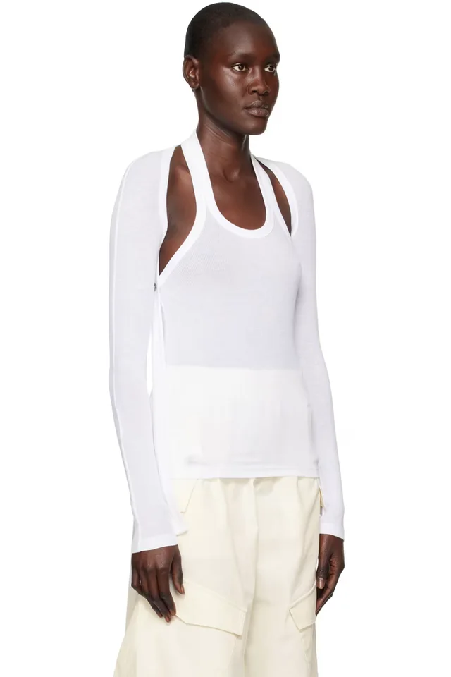 Dion Lee White Modular Long Sleeve T-Shirt, photo 2 of 5 from SSENSE