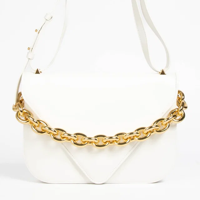 Bottega Veneta White Leather Medium Mount Bag in White Leather from Labellov