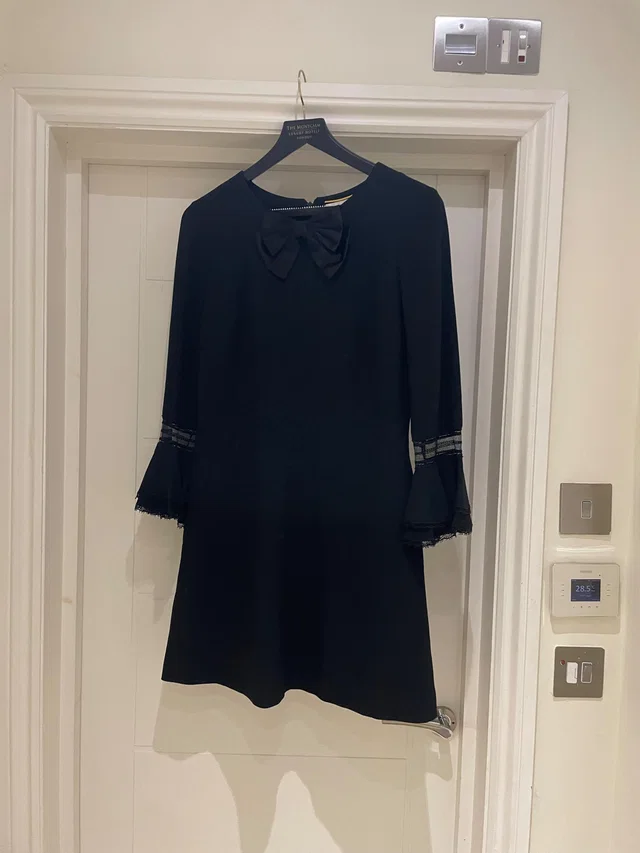 Saint Laurent Black Bow Tie Little Black Dress in Black Silk from HEWI