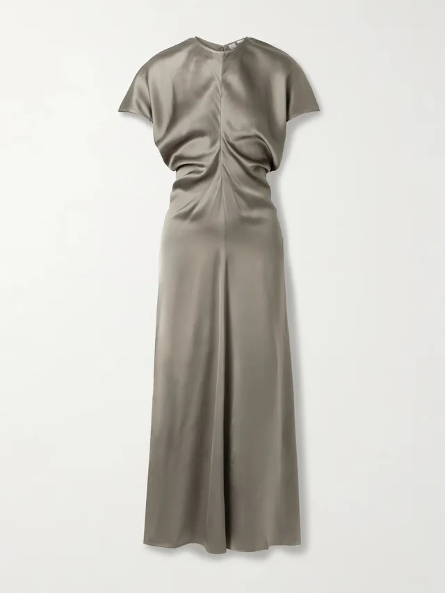 Draped satin maxi dress