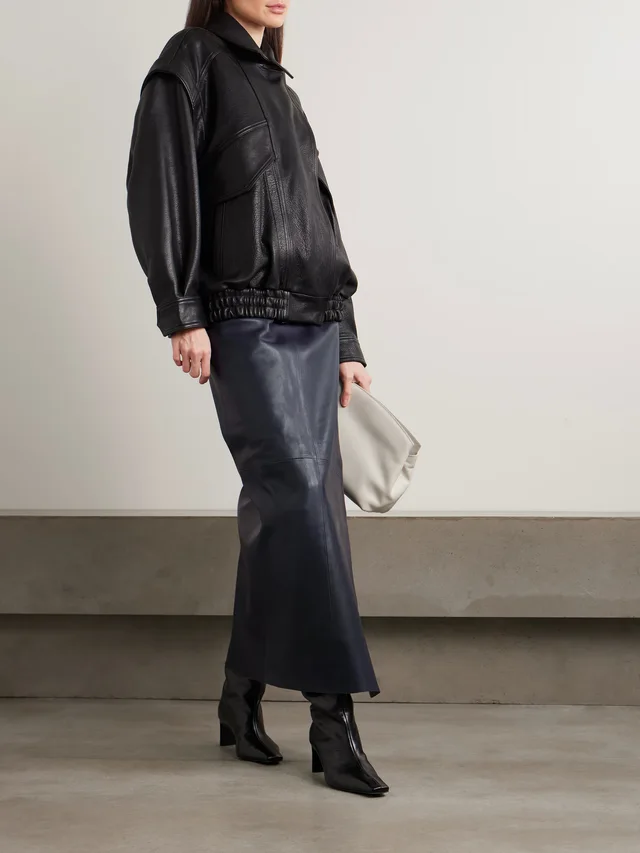NOUR HAMMOUR Paneled leather maxi wrap skirt in Blue, photo 2 of 2 from NET-A-PORTER (Canada)