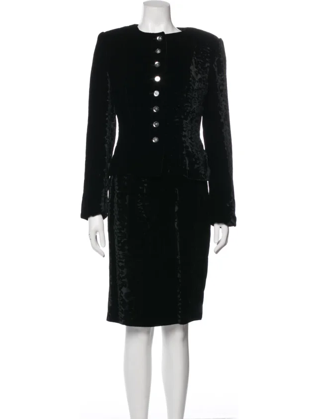Fendi Vintage Late 1980's - Early 1990's Dress Set in black Velvet from The RealReal