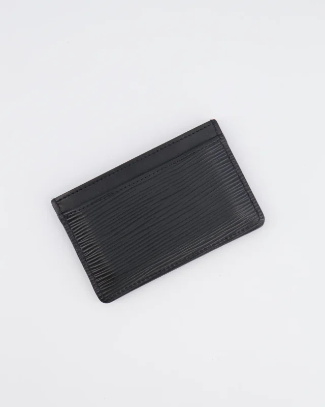 Epi Leather Cardholder with LV Logo Stamp Detail in Black Leather from Sellier, photo 9 of 10