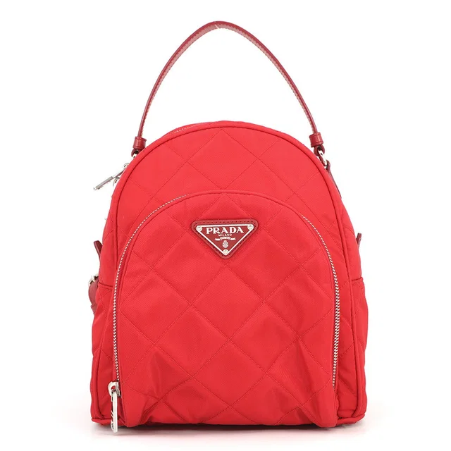 Prada Tessuto Inpunto Quilted Backpack Red1BZ066 Nylon Leather in Nylon from GALLERY RARE
