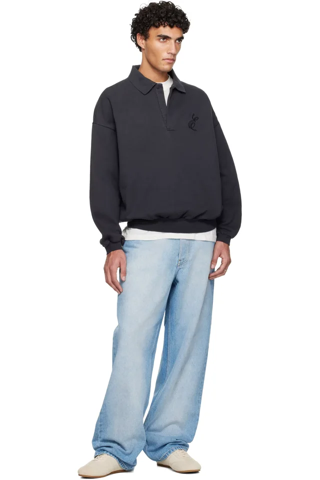 Fear of God ESSENTIALS Black Holiday Embroidered Classic Polo, photo 4 of 4 from SSENSE