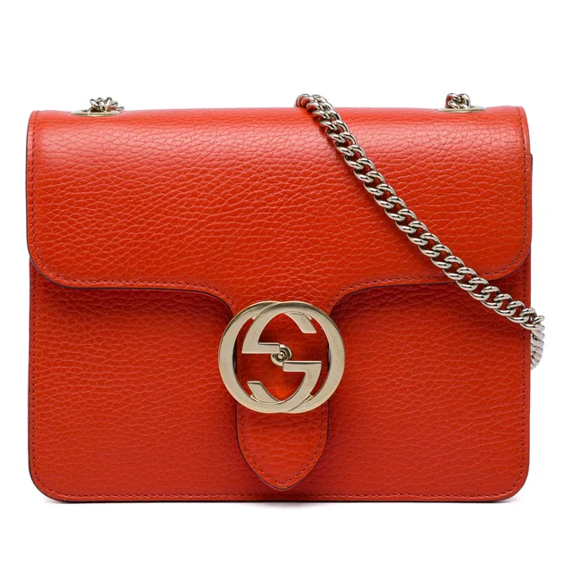Orange Gucci Small Dollar Calfskin Interlocking G Crossbody in Orange Calfskin from Designer Revival
