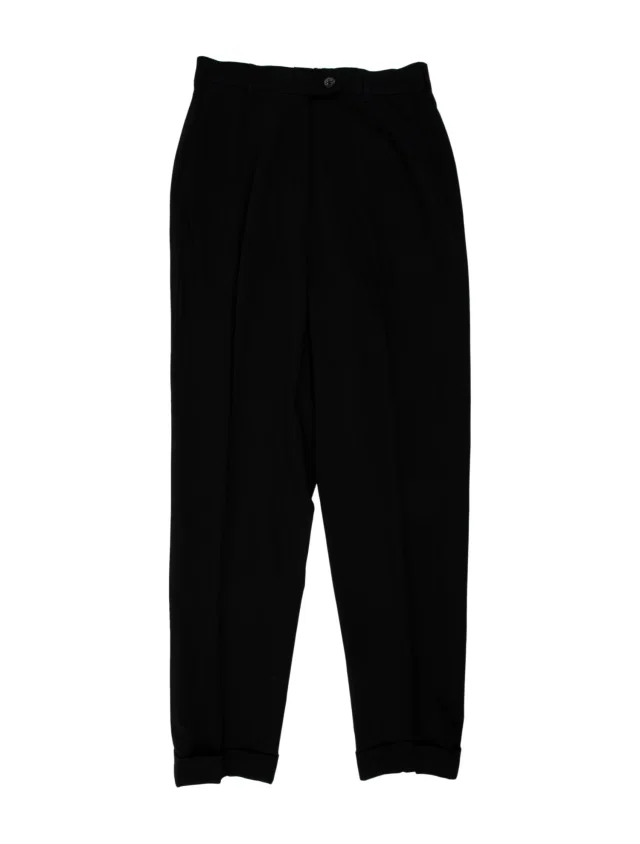 Jil Sander Vintage Wide Leg Pants in black Wool from The RealReal