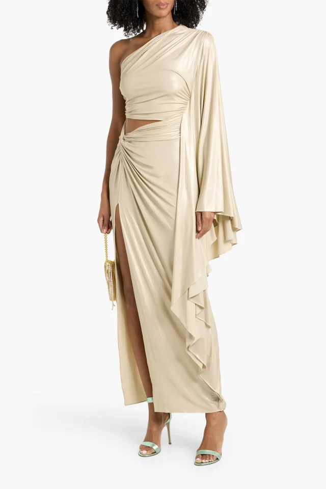 Lapointe Draped cutout metallic stretch-jersey gown, photo 2 of 4 from THE OUTNET
