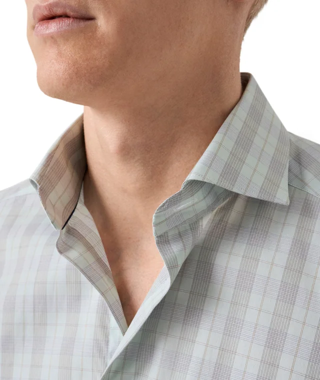 Eton Contemporary-Fit Plaid Breeze Poplin Dress Shirt in Green, photo 3 of 4 from Harry Rosen