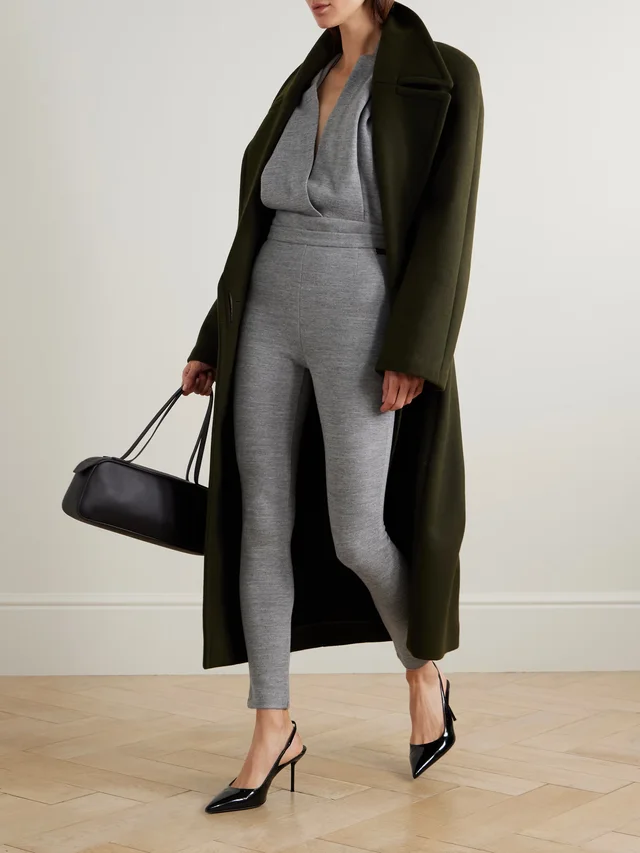 BALMAIN Hooded open-back draped wool-blend jersey bodysuit in Grey, photo 2 of 2 from NET-A-PORTER (Canada)