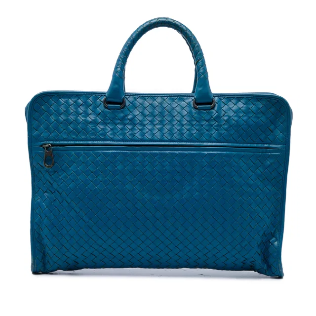 Blue Bottega Veneta Nappa Intrecciato Briefcase Business Bag in Blue Nappa leather from Designer Revival