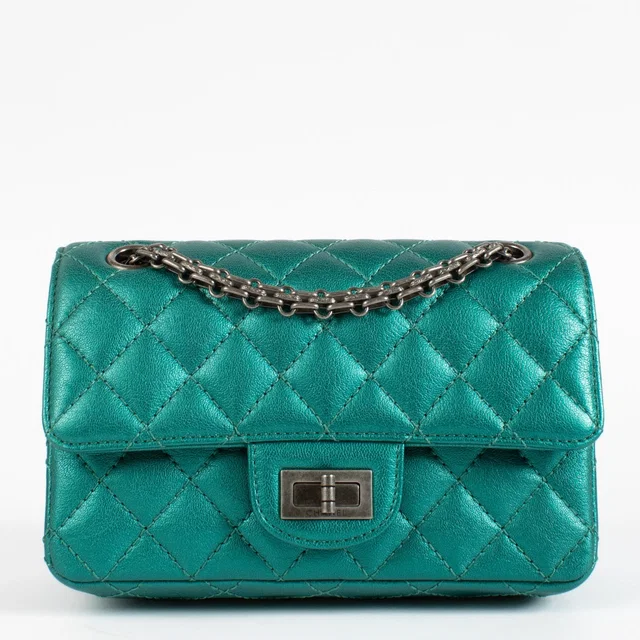 Chanel Emerald Green Metallic Mini Reissue 2.55 Bag in Green from Labellov