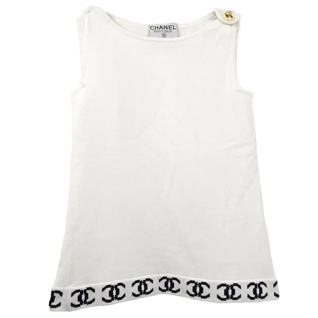 Chanel Sleeveless Top White in White from AMORE Vintage Tokyo