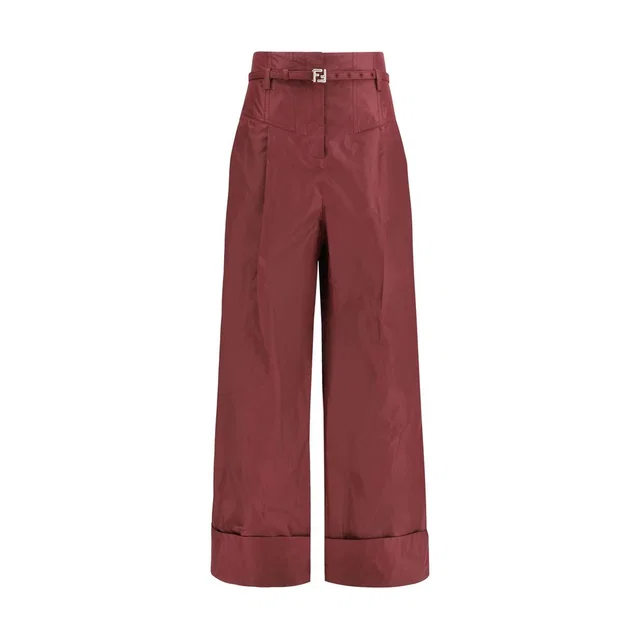 Fendi Bordeaux Silk Casual Pants in Burgundy Silk from HEWI