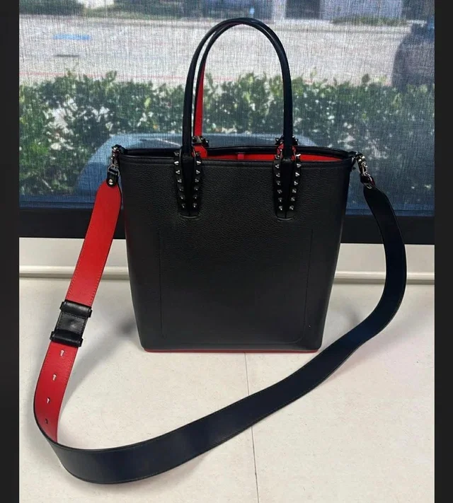 Christian Louboutin Leather Cabata Bucket Tote Handbag With Red Interior A in black Leather from Poshmark