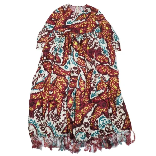 Dior 3/4 Sleeve Dress Flare Skirt Long Length Tassel All Over Pattern Silk 38 in Silk from The Reluxe