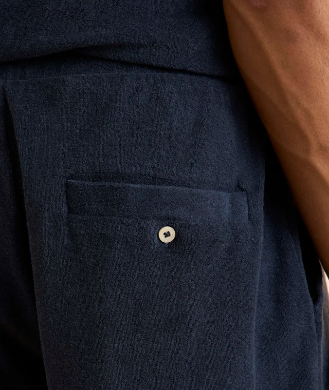 Frescobol Carioca Augusto Terry Cotton Shorts in Dark Blue Cotton & Cotton Blends, photo 4 of 5 from Harry Rosen