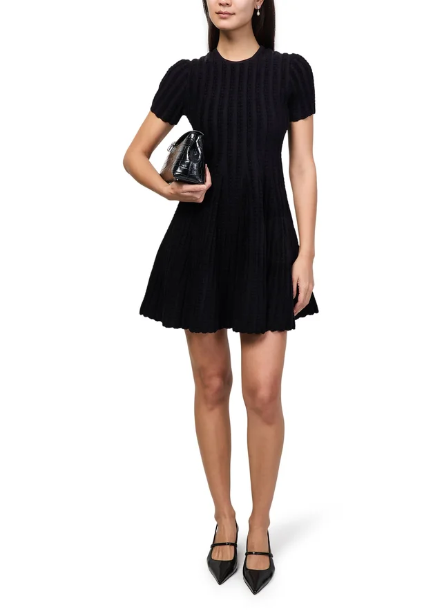 MCQUEEN Asymmetric mini dress in Black 58% viscose, 35% polyamide, 5% polyester, 2% elastan, photo 6 of 6 from 24S (US)