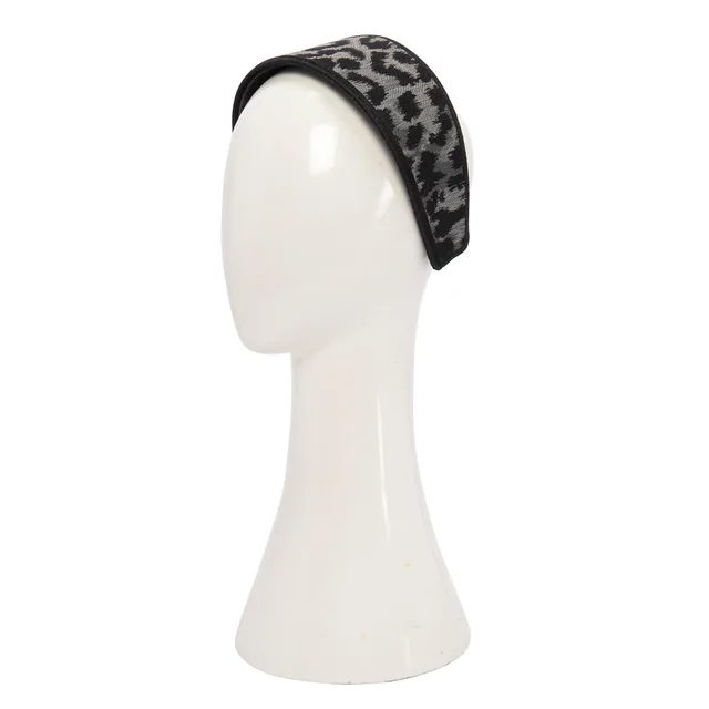 Dior Embroidered Canvas Leopard Headband in Grey Canvas from Blue Spinach