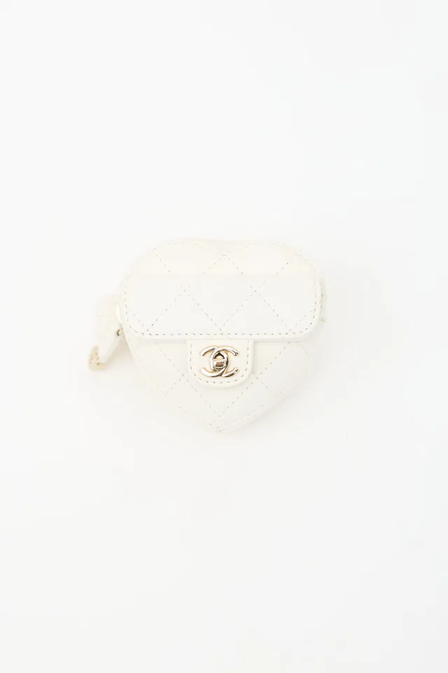 Chanel 2021 Quilted Leather Heart Pouch in Leather from VSP Consignment