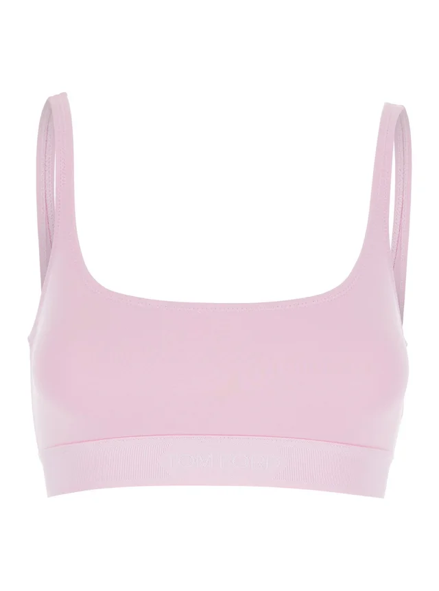 TOM FORD Pink Top Bralette with Wide Neckline and logo lettering on the Front in Modal Stretch Women in Pink 92% Modal 8% Elastane, photo 2 of 6 from Gaudenzi Boutique